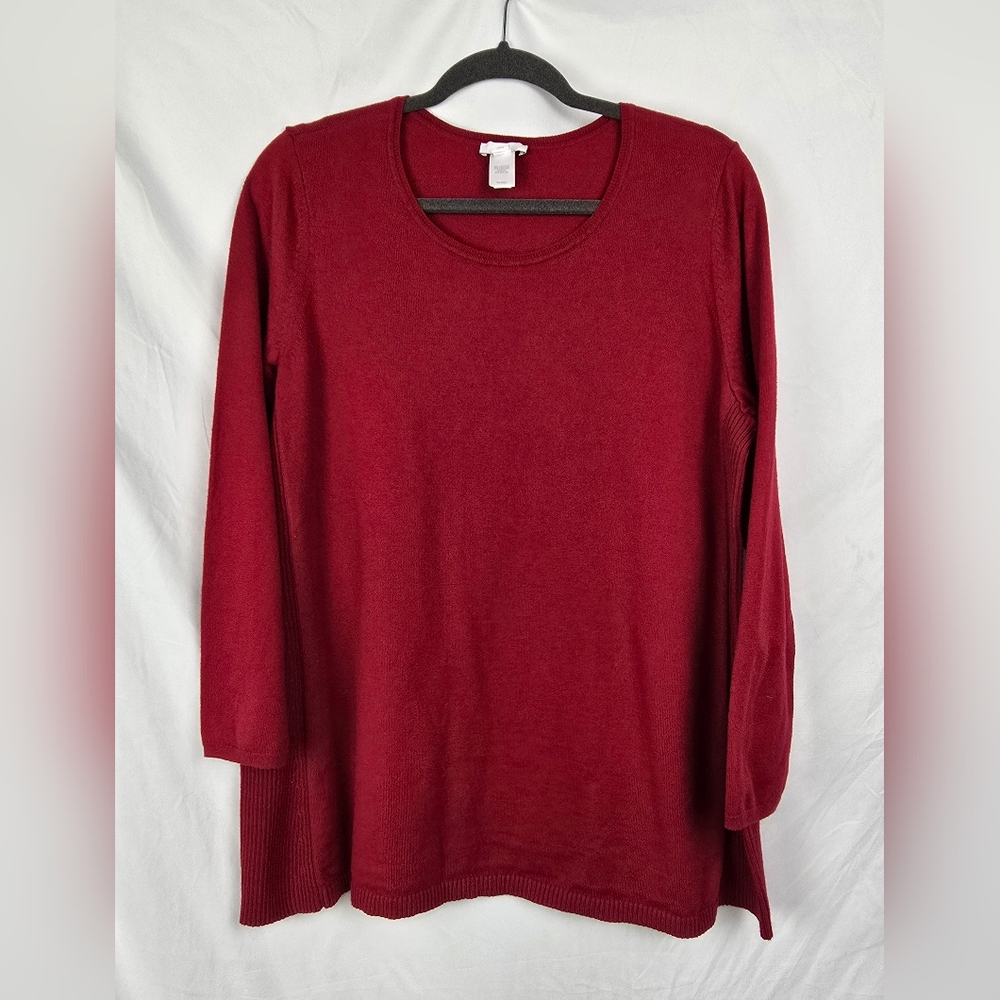 J. Jill Minimalist Red Knit Tunic Sophisticated Women's Sweater sz XL Petite